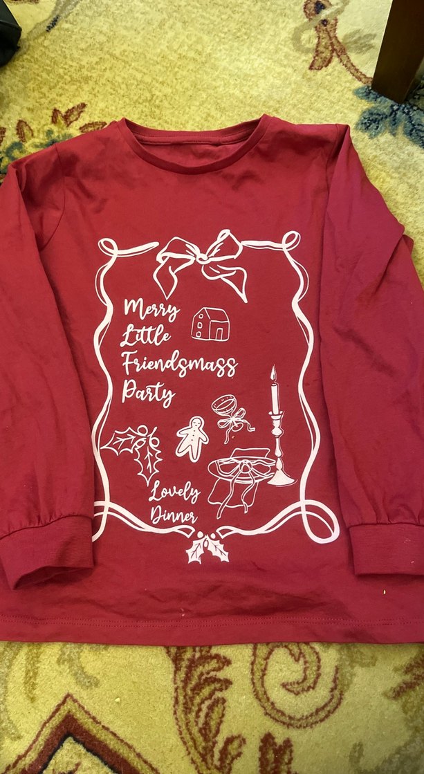 Bordo Uzun Kollu Baskılı Kız Tişörtü - Görsel 2