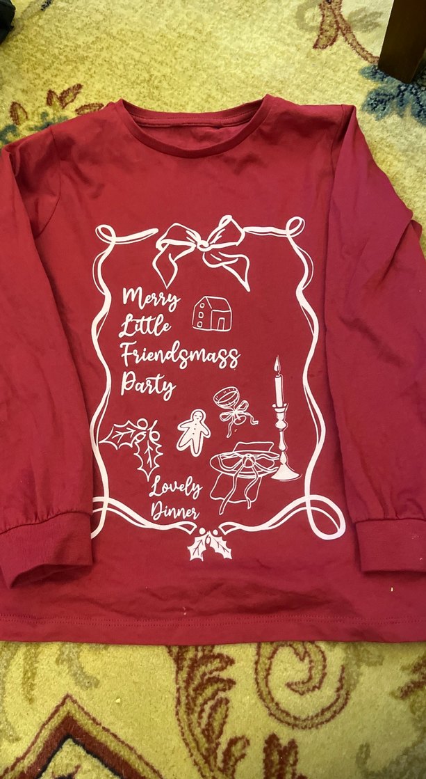 Bordo Uzun Kollu Baskılı Kız Tişörtü - Görsel 3