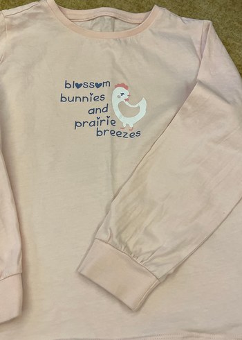 Kız Çocuk Bej Uzun Kollu Baskılı Tişört - Görsel 2