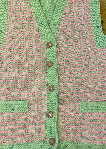 Kız Çocuk Pastel Renkli Örgü Yelek - Görsel 4