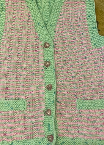 Kız Çocuk Pastel Renkli Örgü Yelek - Görsel 3