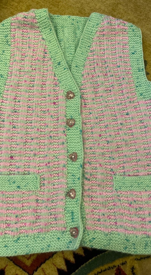 Kız Çocuk Pastel Renkli Örgü Yelek - Görsel 4