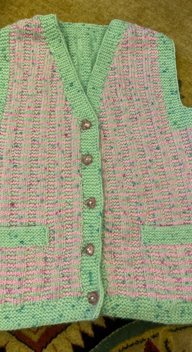 Kız Çocuk Pastel Renkli Örgü Yelek - Görsel 3