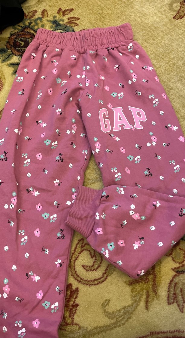 Kız Çocuk Pembe Çiçekli GAP Eşofman Altı - Görsel 2