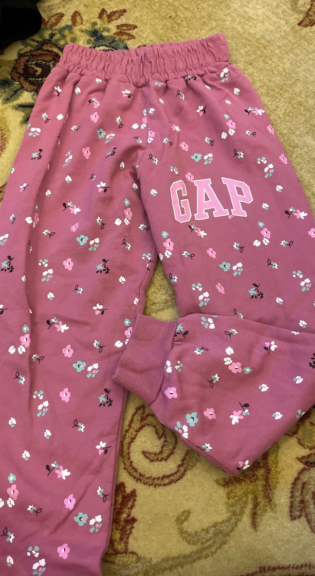 Kız Çocuk Pembe Çiçekli GAP Eşofman Altı - Görsel 3