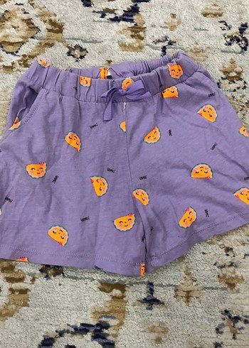 Mor Düğmeli Rahat Kız Şortu - Görsel 2