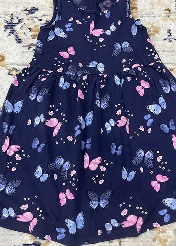 Kız Çocuk Renkli Kelebek Desenli Elbise - Görsel 2