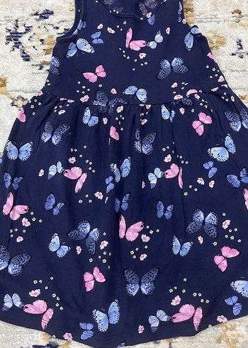 Kız Çocuk Renkli Kelebek Desenli Elbise - Görsel 3