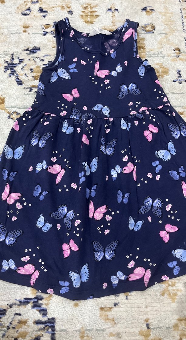 Kız Çocuk Renkli Kelebek Desenli Elbise - Görsel 2