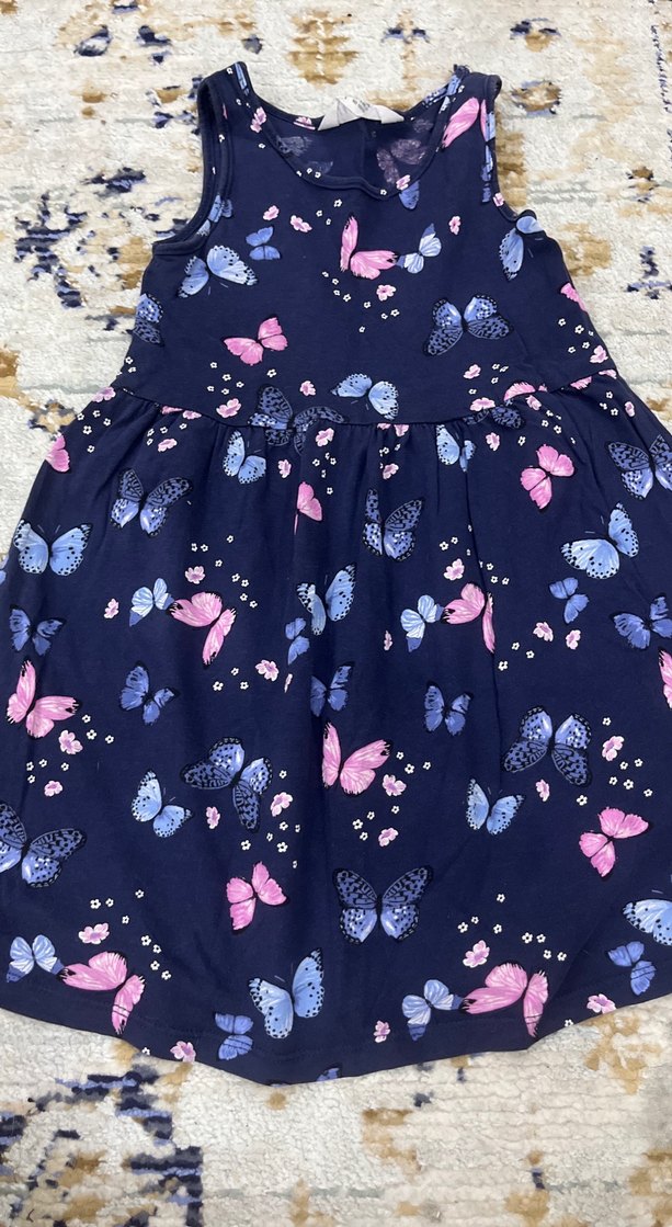 Kız Çocuk Renkli Kelebek Desenli Elbise - Görsel 3