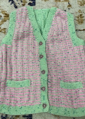 Renkli Örgü Kız Yeleği - Görsel 3