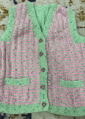 Renkli Örgü Kız Yeleği - Görsel 2