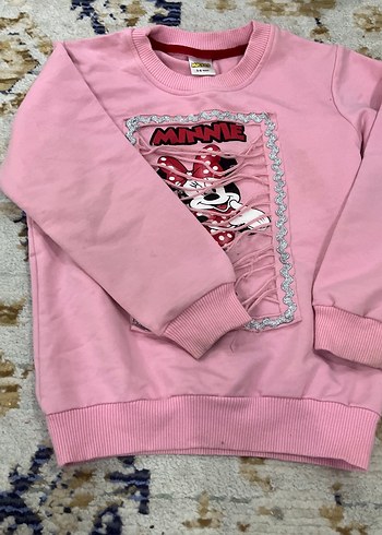 Kız Çocuk Pembe Minnie Baskılı Sweatshirt - Görsel 3