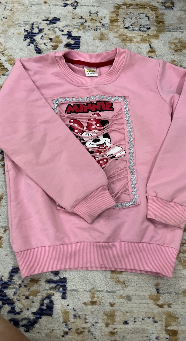 Kız Çocuk Pembe Minnie Baskılı Sweatshirt - Görsel 4