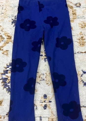 Kız Çocuk Mavi Çiçekli Bol Kesim Tayt - Görsel 2