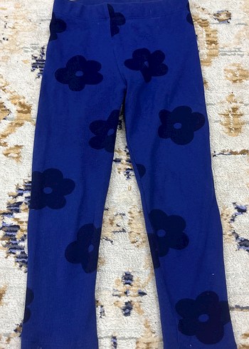 Kız Çocuk Mavi Çiçekli Bol Kesim Tayt - Görsel 3