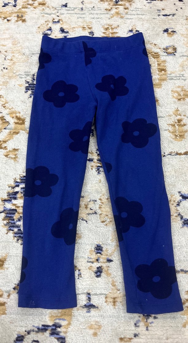 Kız Çocuk Mavi Çiçekli Bol Kesim Tayt - Görsel 2