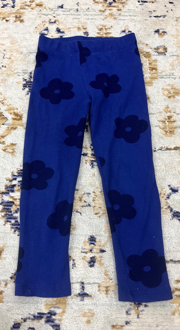 Kız Çocuk Mavi Çiçekli Bol Kesim Tayt - Görsel 3