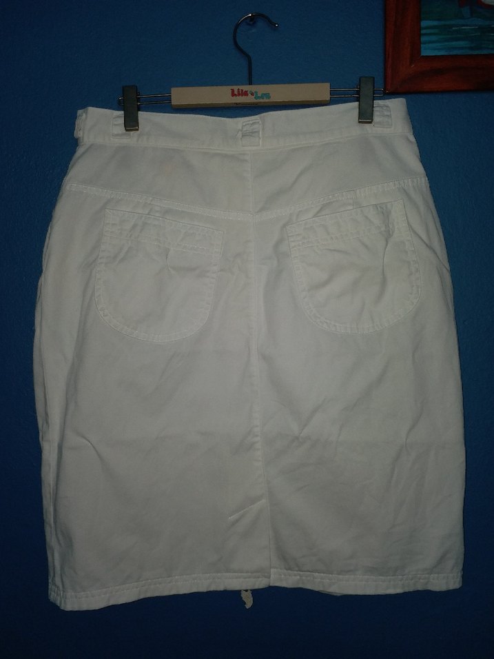 Beyaz Pamuklu Midi Etek - Görsel 2