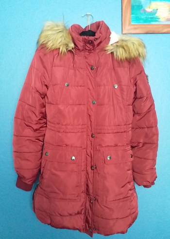 Kürk Detaylı Kırmızı Kız Çocuk Kışlık Mont - Görsel 3