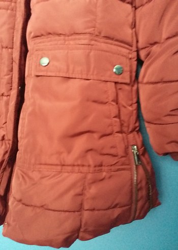 Kürk Detaylı Kırmızı Kız Çocuk Kışlık Mont - Görsel 5