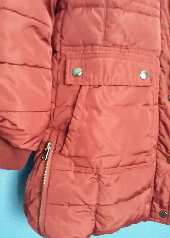 Kürk Detaylı Kırmızı Kız Çocuk Kışlık Mont - Görsel 6