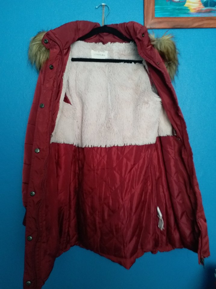 Kürk Detaylı Kırmızı Kız Çocuk Kışlık Mont - Görsel 2