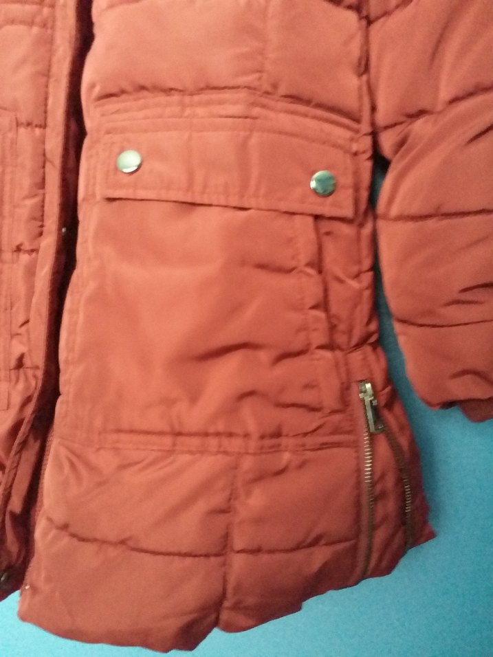 Kürk Detaylı Kırmızı Kız Çocuk Kışlık Mont - Görsel 5