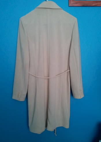 Bej Kadın Uzun Düğmeli İnce Ceket - Görsel 3