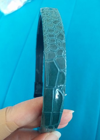 Turkuaz Yılan Desenli Elastik Saç Bantları - Görsel 3