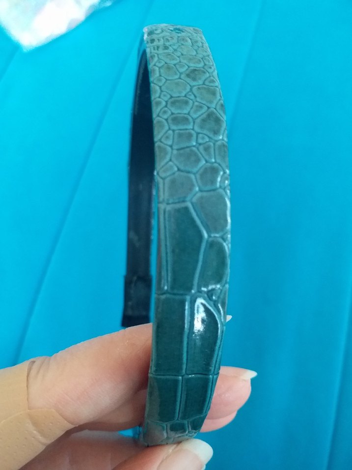 Turkuaz Yılan Desenli Elastik Saç Bantları - Görsel 3