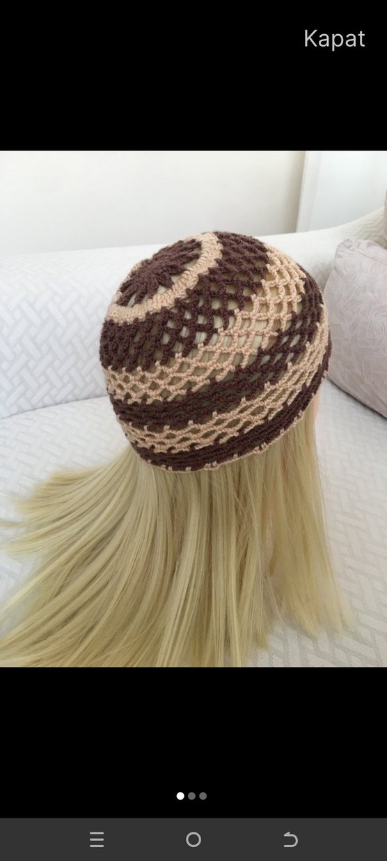 Bej Örgü Bohem Dantel Kadın Şapka - Görsel 2