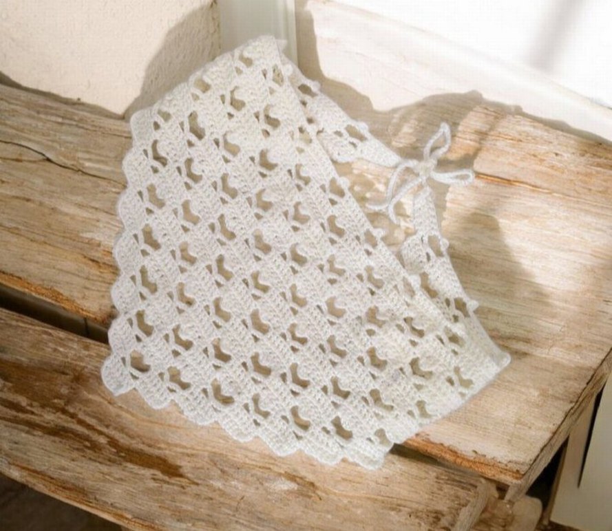 Bej Örgü Dantel Bohem Kadın Saç Bandı - Görsel 2