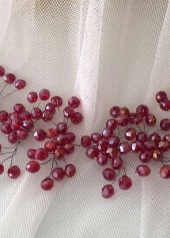 Bordo Boncuklu Bohem Saç Aksesuarı - Görsel 3