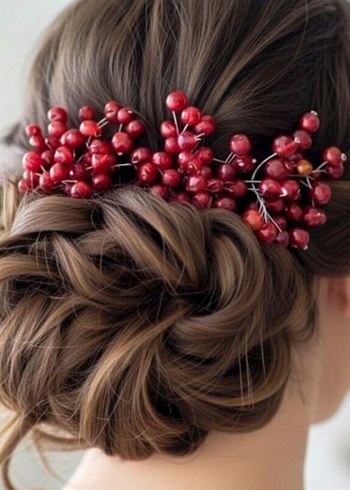 Bordo Boncuklu Bohem Saç Aksesuarı - Görsel 2