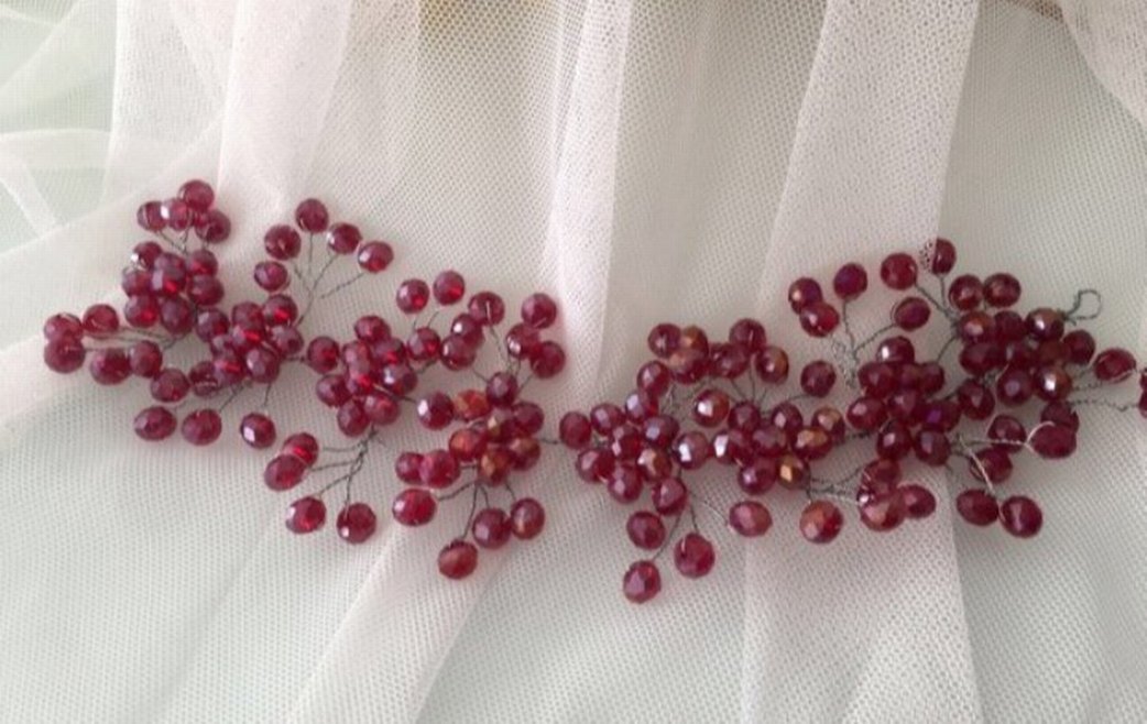 Bordo Boncuklu Bohem Saç Aksesuarı - Görsel 3