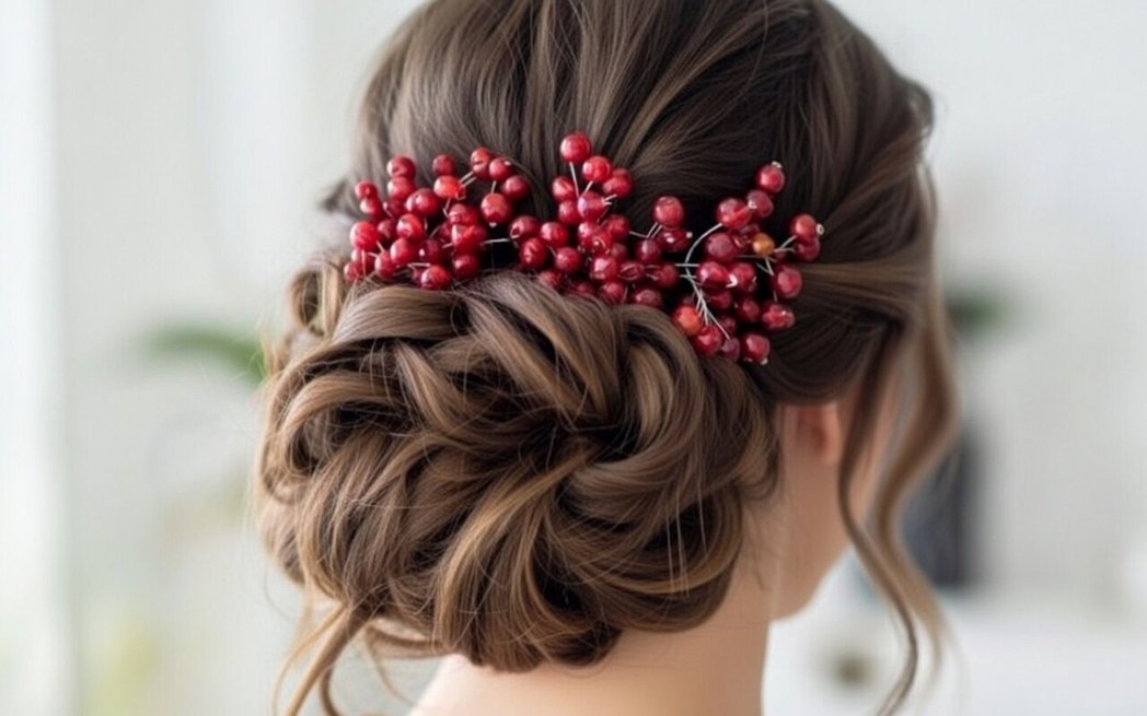 Bordo Boncuklu Bohem Saç Aksesuarı - Görsel 2