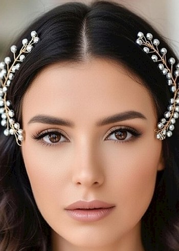 İnci İşlemeli Bej Saç Tokası Çift Set - Görsel 2