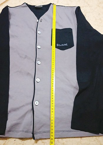 Gri Siyah Düğmeli pijama Erkek üstü - Görsel 4