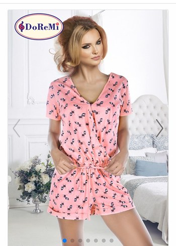 Pembe Baskılı Kısa Kollu Kadın Pijama Takımı