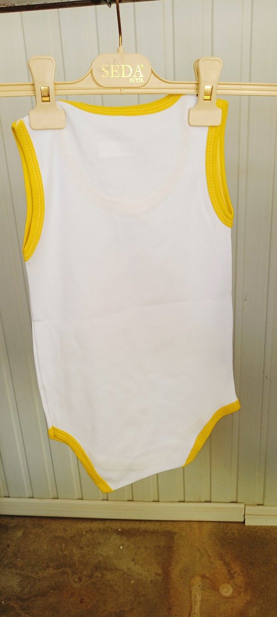 Sarı Kenarlı Renkli Baskılı Bebek Çıtçıtlı Body - Görsel 2