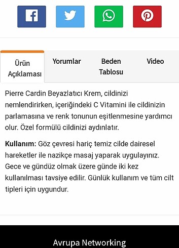  Beden Renk beyazlatıcı Krem