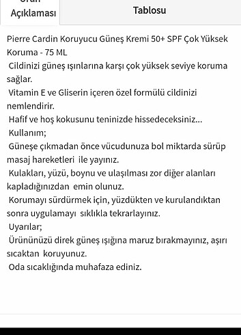 Pierre Cardin Güneş kremi