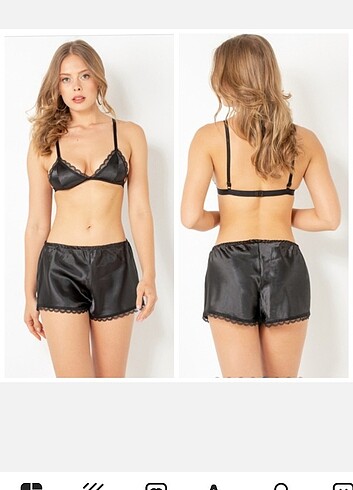 Saten şortlu bralet takım
