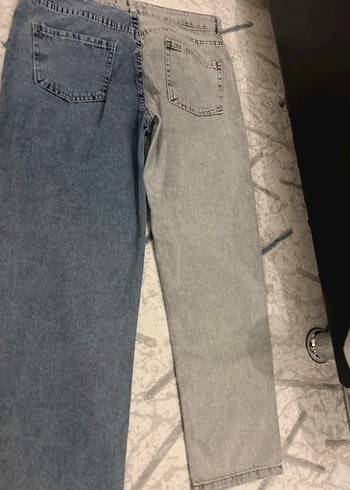 Gri ve Mavi çift renk  Kadın Jean Pantolon - Görsel 3