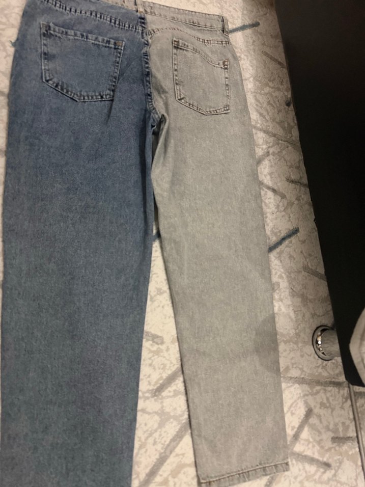 Gri ve Mavi çift renk  Kadın Jean Pantolon - Görsel 3