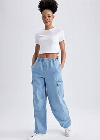 DeFacto Kadın Jean Kargo Pantolon - Görsel 2