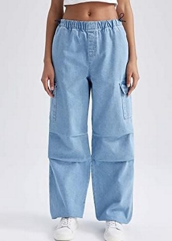 DeFacto Kadın Jean Kargo Pantolon - Görsel 3