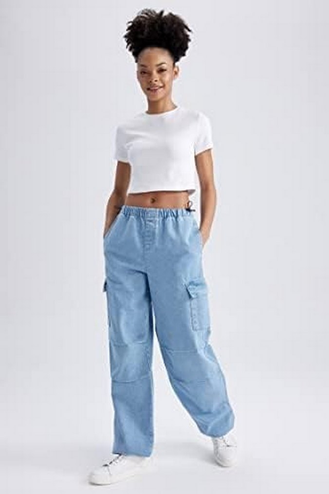 DeFacto Kadın Jean Kargo Pantolon - Görsel 2