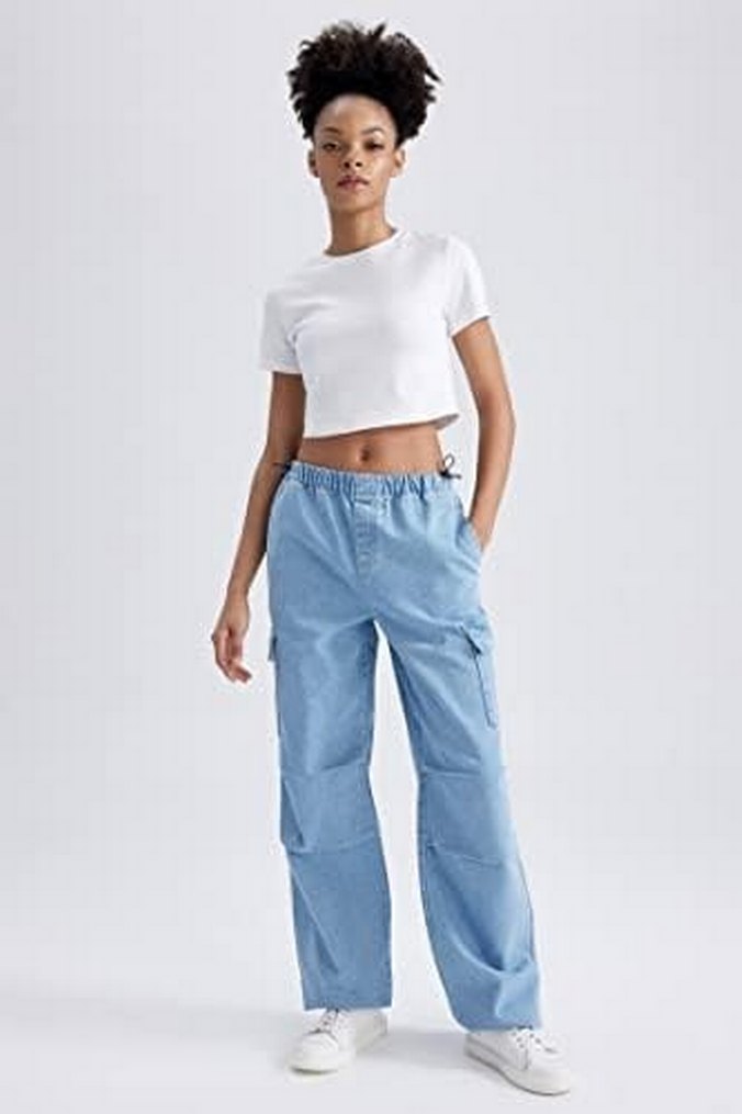 DeFacto Kadın Jean Kargo Pantolon - Görsel 4